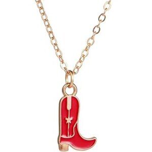 Red Cowgirl Boot Necklace